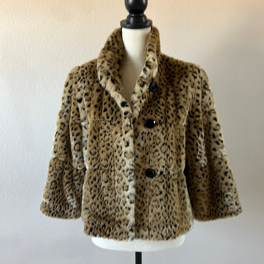 Faux fur leopard jacket by INC